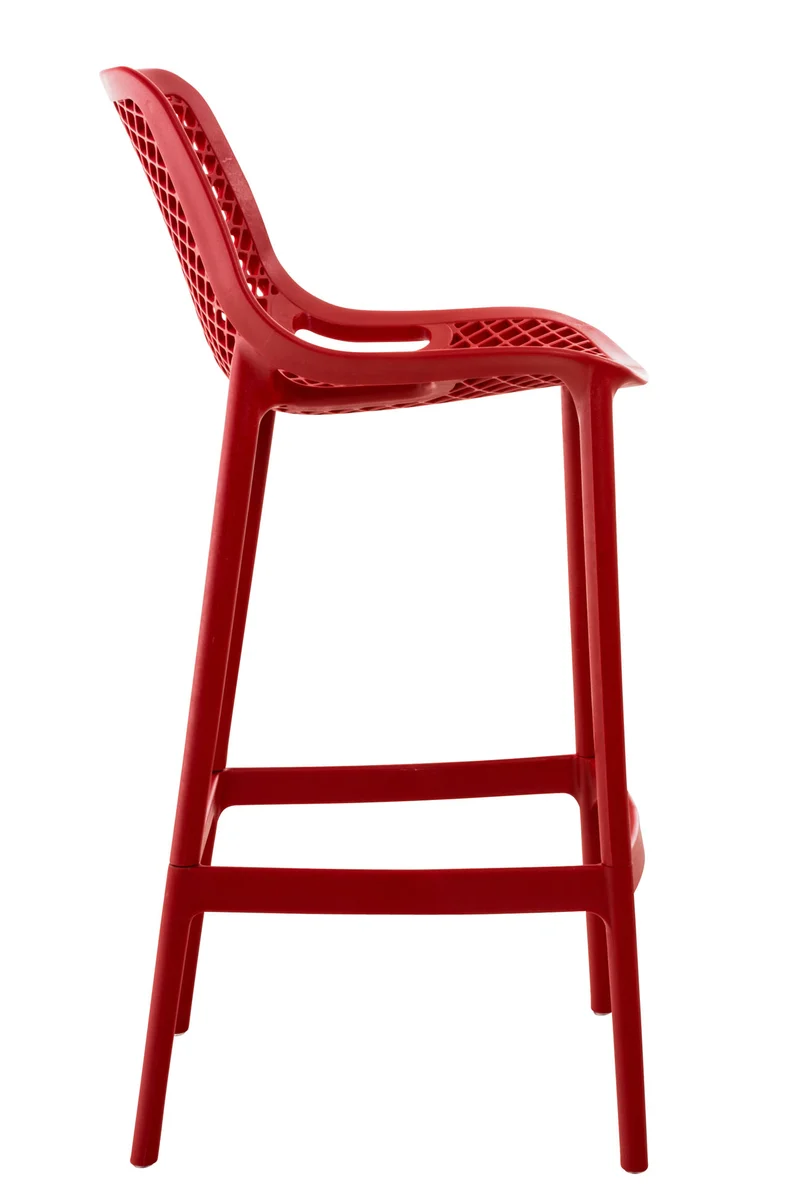 Lot de 2 tabourets de bar avec dossier en plastique rouge pour extérieur hauteur assise 75 cm 10_0005915