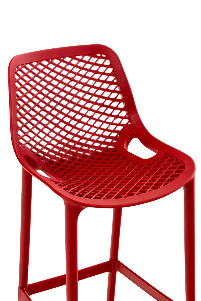 Lot de 2 tabourets de bar avec dossier en plastique rouge pour extérieur hauteur assise 75 cm 10_0005915
