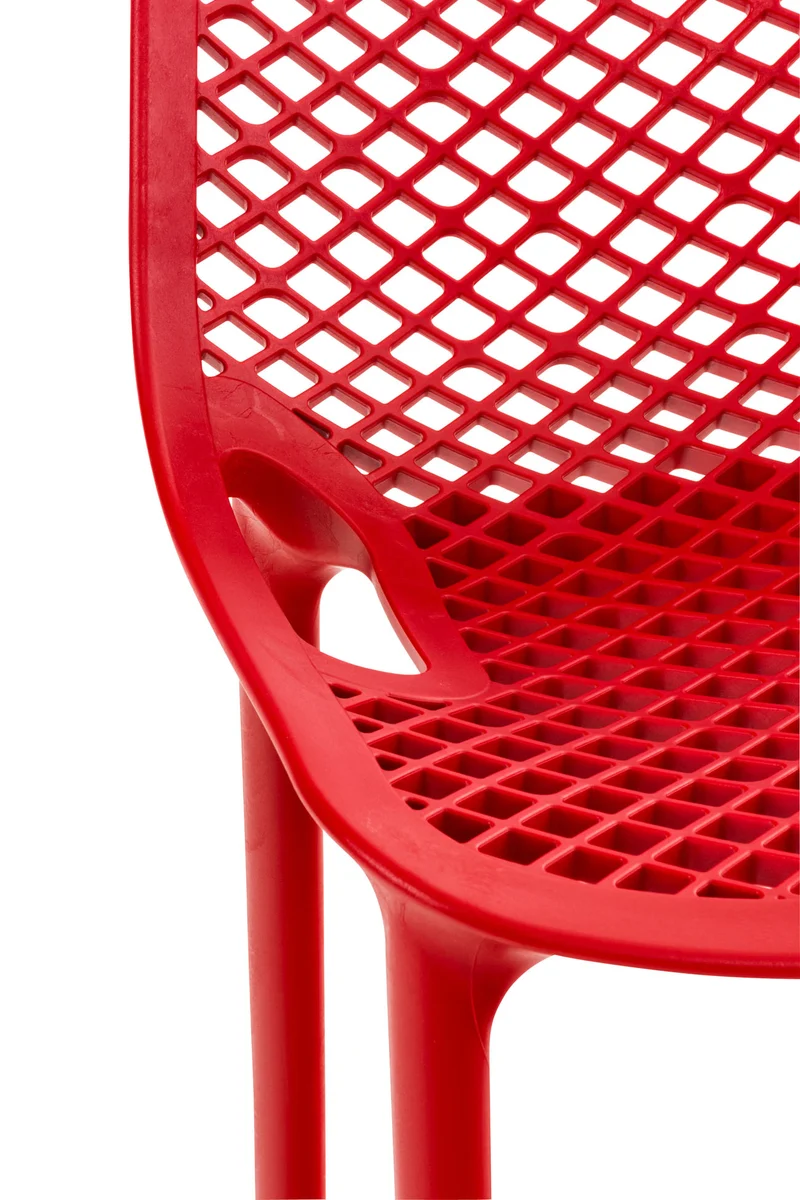 Lot de 2 tabourets de bar avec dossier en plastique rouge pour extérieur hauteur assise 75 cm 10_0005915