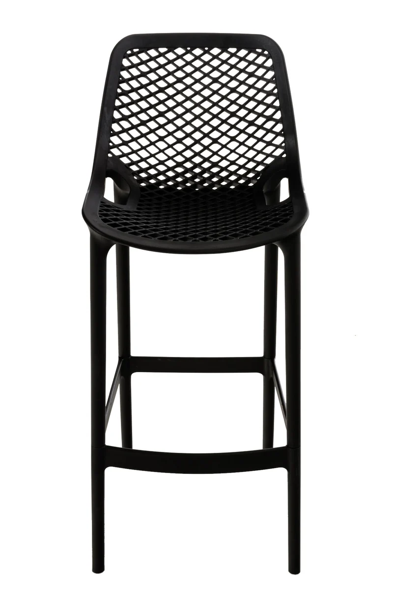 Lot de 2 tabourets de bar avec dossier en plastique noir pour extérieur hauteur assise 75 cm 10_0005557