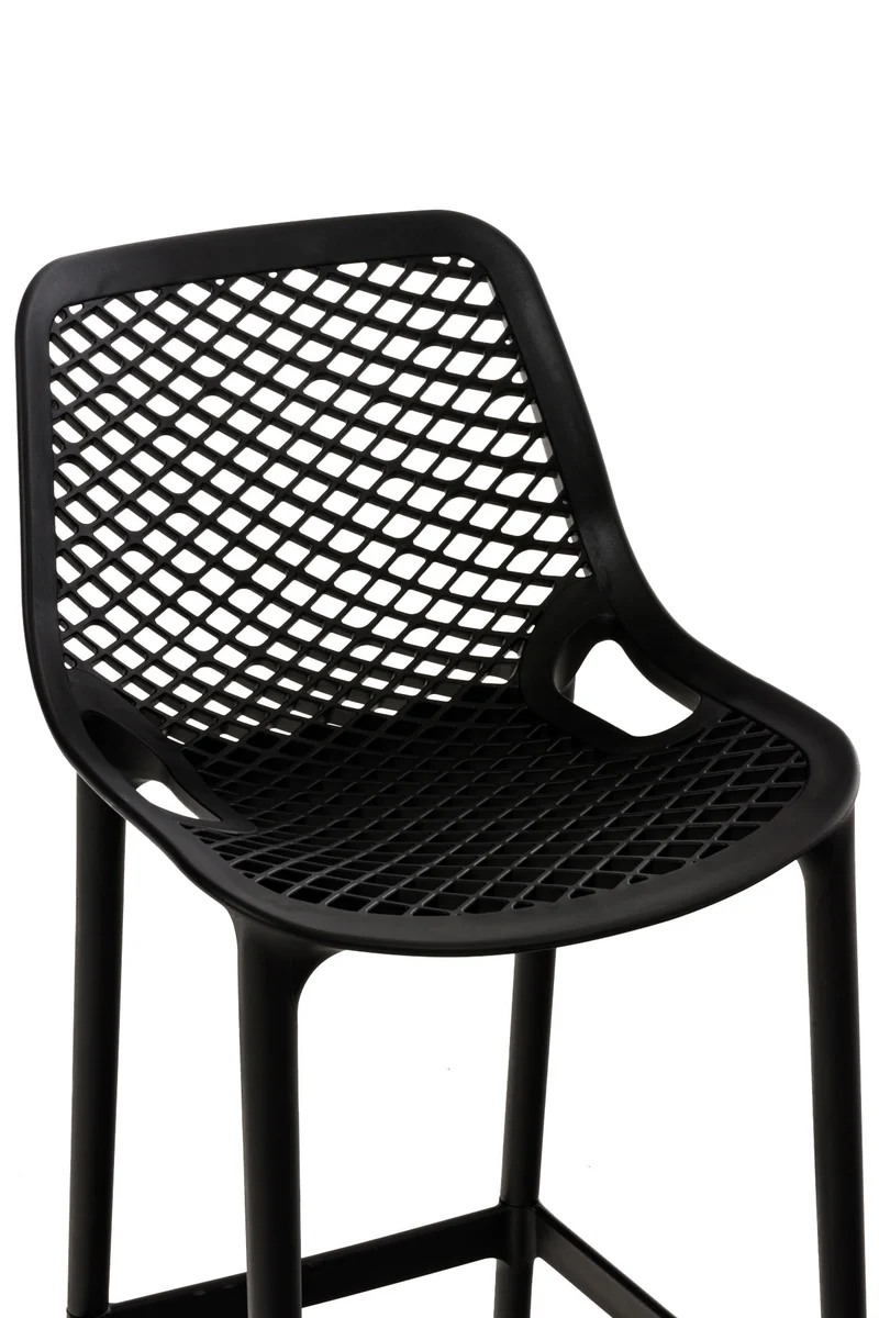 Lot de 2 tabourets de bar avec dossier en plastique noir pour extérieur hauteur assise 75 cm 10_0005557