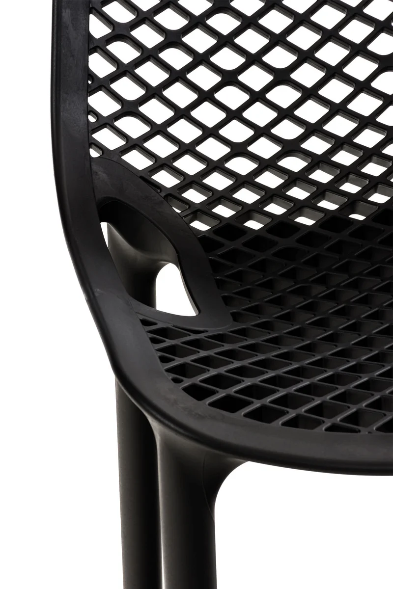 Lot de 2 tabourets de bar avec dossier en plastique noir pour extérieur hauteur assise 75 cm 10_0005557