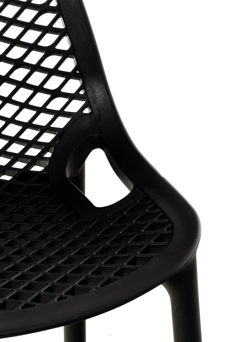 Lot de 2 tabourets de bar avec dossier en plastique noir pour extérieur hauteur assise 75 cm 10_0005557
