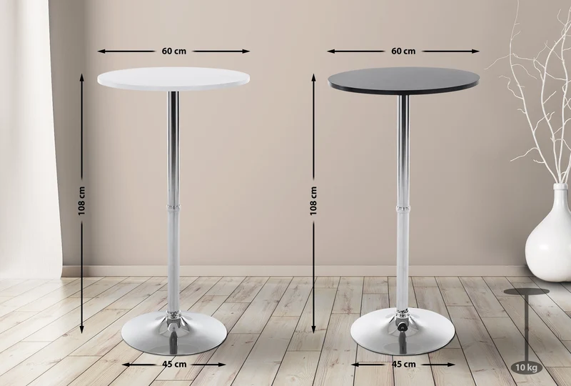 Table de bar bistrot plateau rond diamètre 60 cm en bois noir cadre en métal 10_0005590
