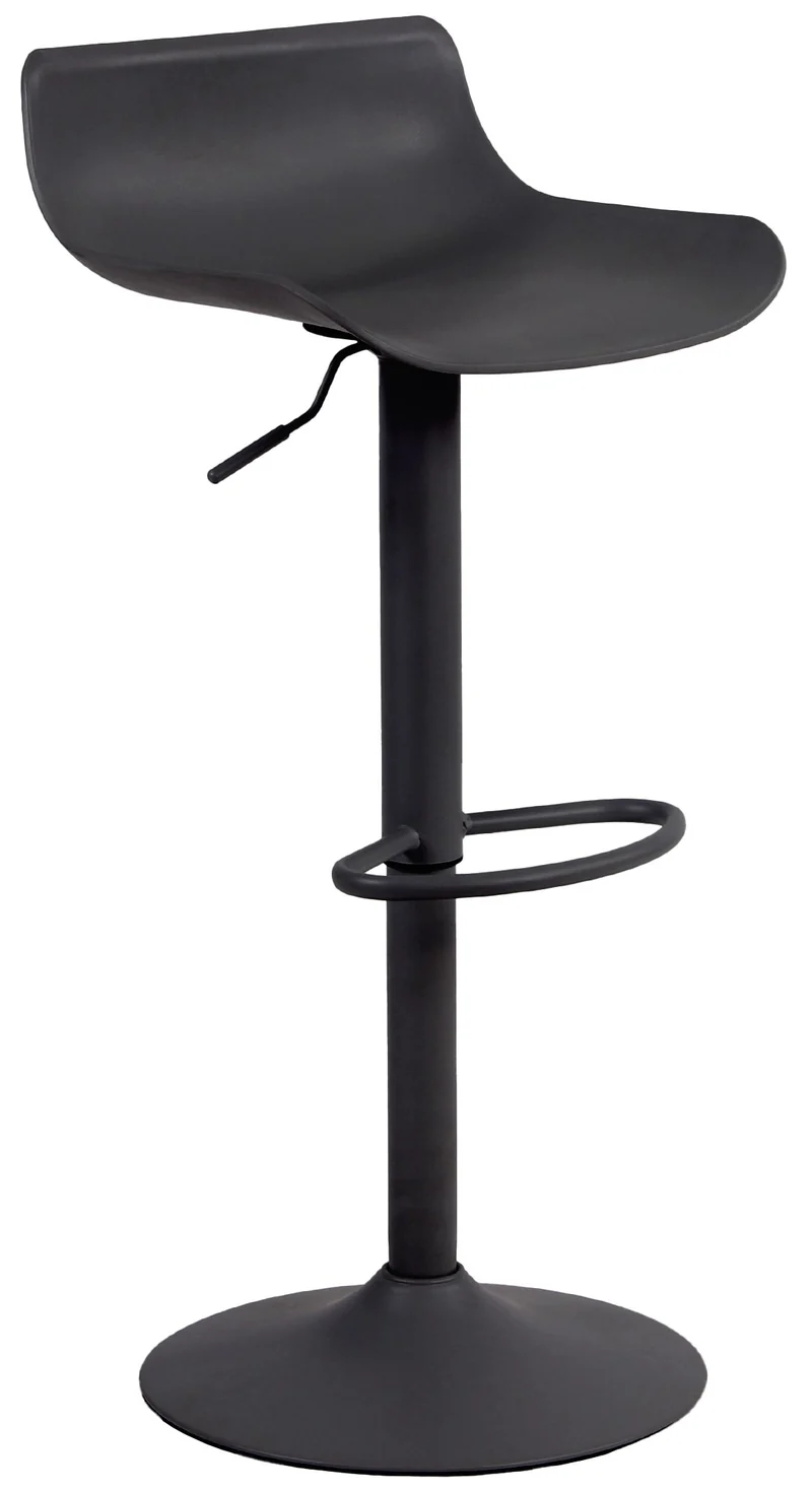 Tabouret de bar x1 avec repose-pieds cadre en métal noir assise plastique noir 10_0005593