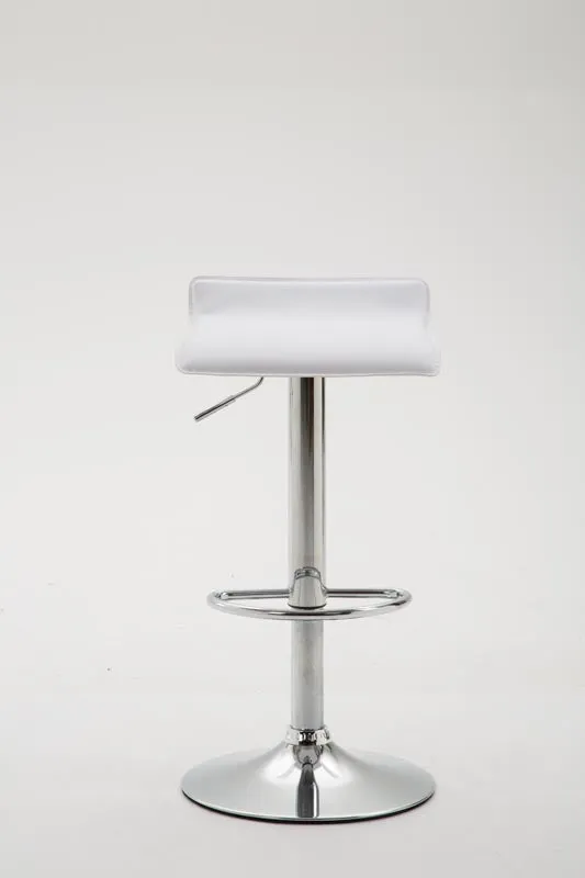Tabouret de bar x1 design minimaliste hauteur réglable repose-pieds en PVC blanc et métal chromé 10_0005612