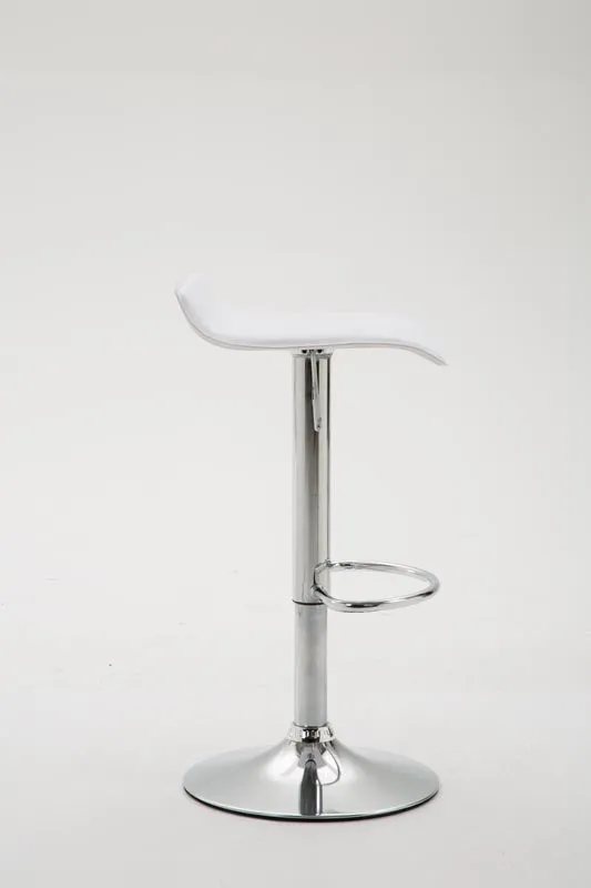 Tabouret de bar x1 design minimaliste hauteur réglable repose-pieds en PVC blanc et métal chromé 10_0005612