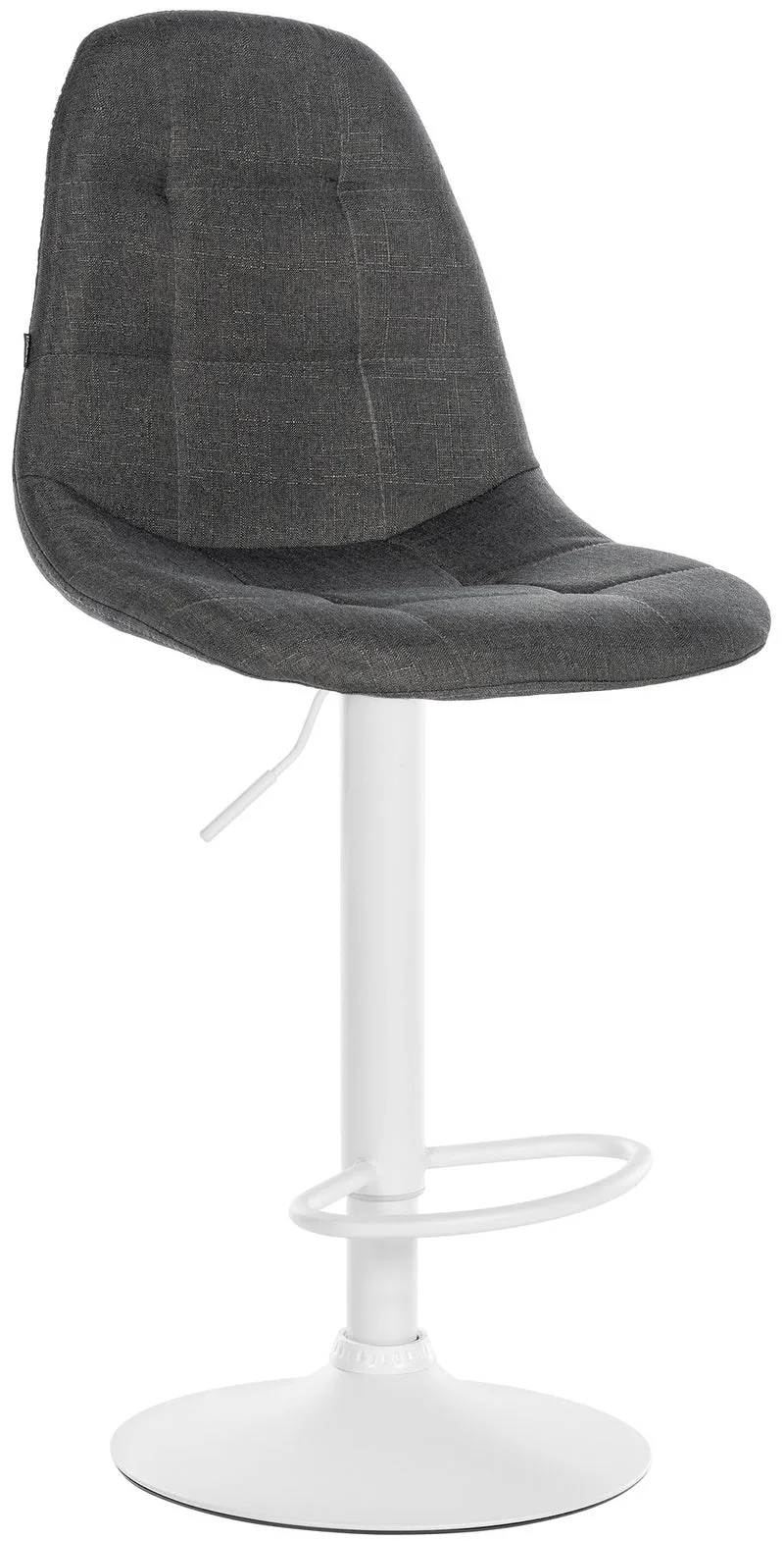 Tabouret de bar chaise haute x1 assise en tissu gris foncé cadre métal blanc 10_0005614