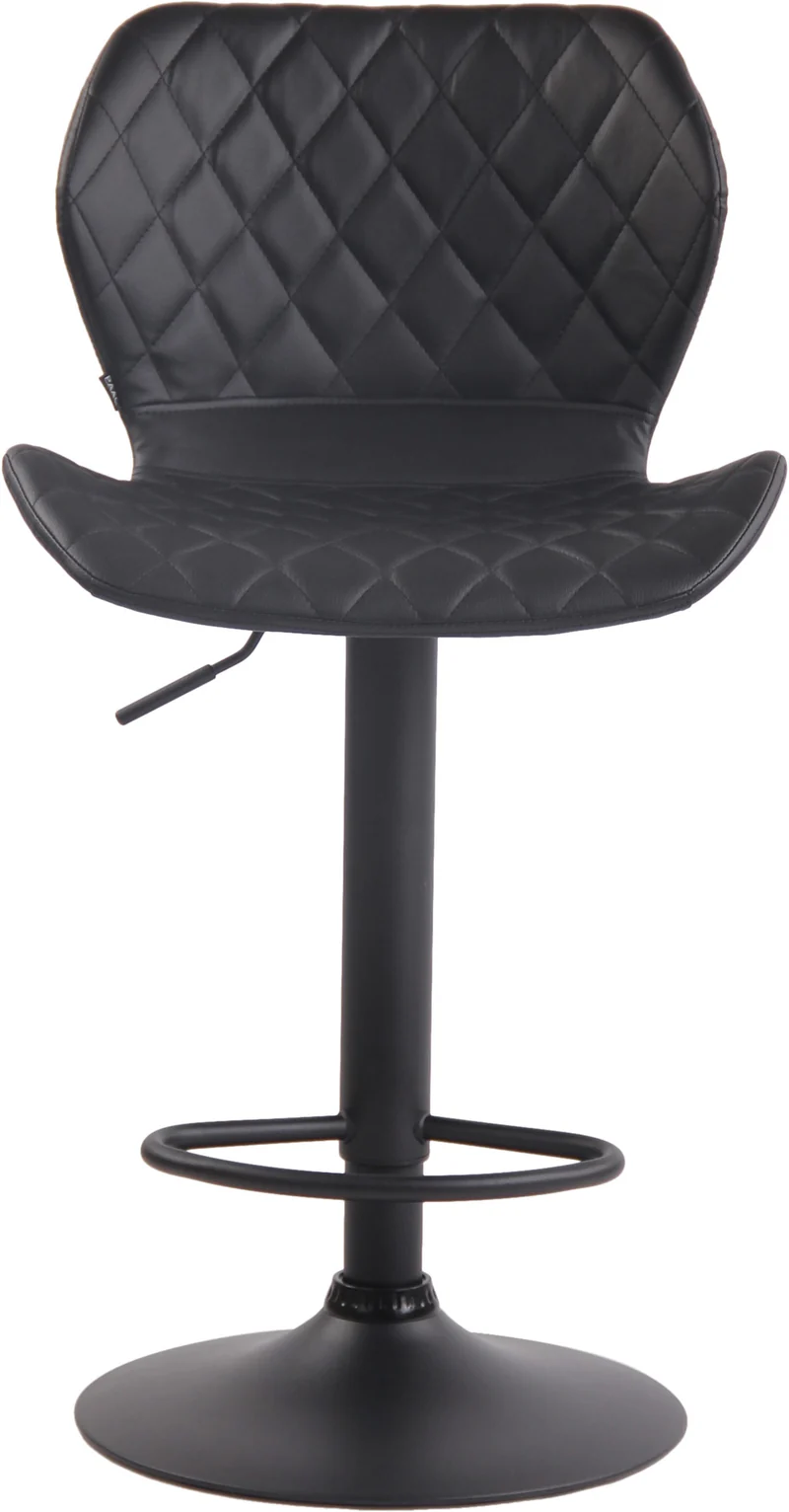 Tabouret de bar x1 avec repose-pieds hauteur réglable assise en similicuir noir cadre métal noir 10_0005615