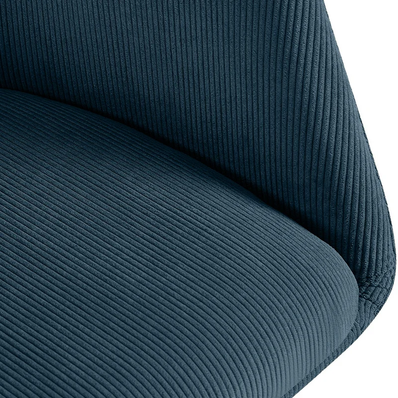 Chaise contemporaine de salle à manger x1 en velours côtelé bleu pivotante 180° avec accoudoirs 10_0005954