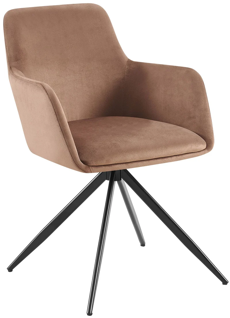 Chaise de salle à manger x1 rotation à 180 degrés de l'assise en velours marron et métal 10_0005939