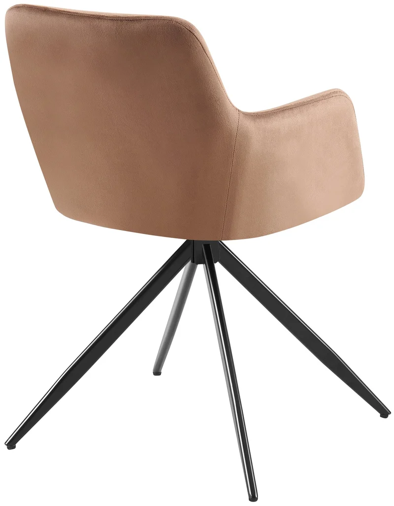 Chaise de salle à manger x1 rotation à 180 degrés de l'assise en velours marron et métal 10_0005939
