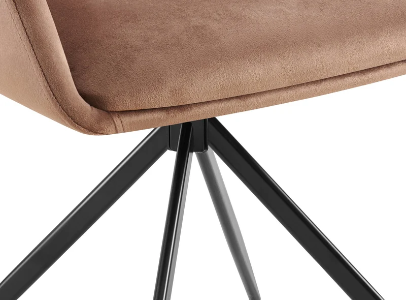 Chaise de salle à manger x1 rotation à 180 degrés de l'assise en velours marron et métal 10_0005939