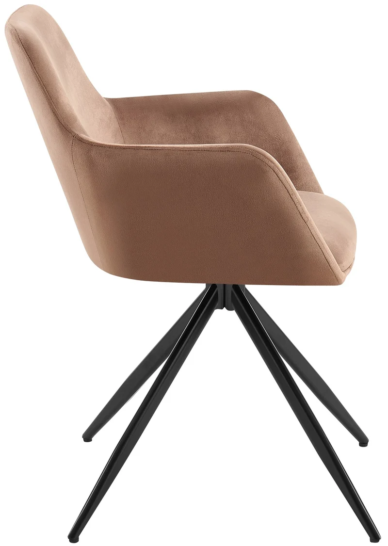 Chaise de salle à manger x1 rotation à 180 degrés de l'assise en velours marron et métal 10_0005939
