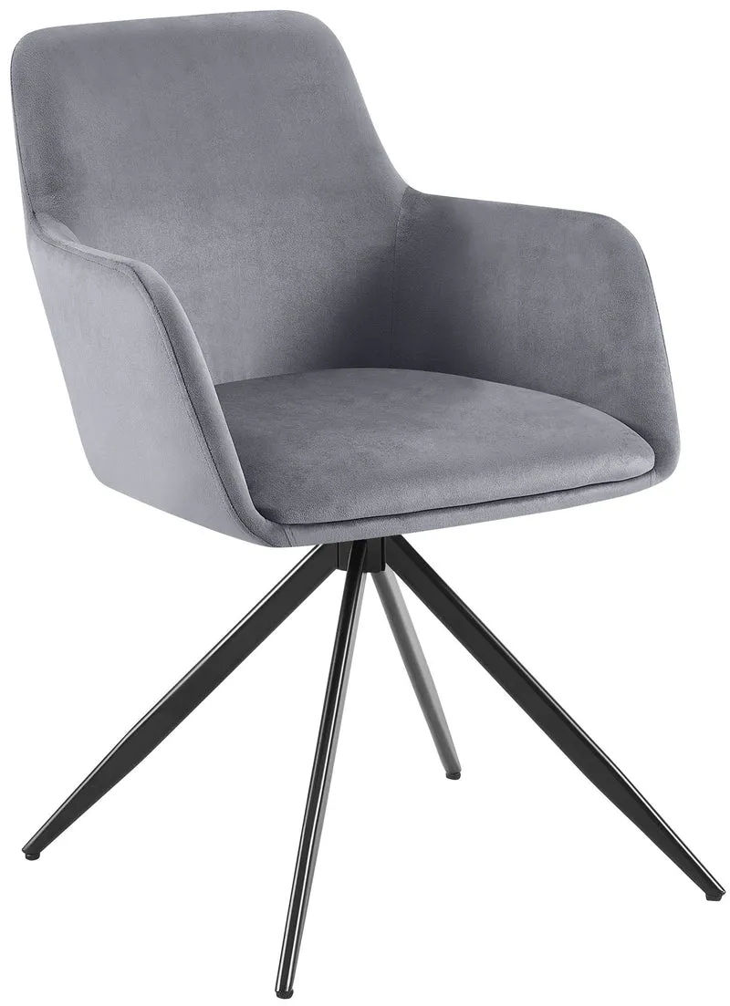 Chaise de salle à manger x1 rotation à 180 degrés de l'assise en velours gris foncé et métal 10_0005836