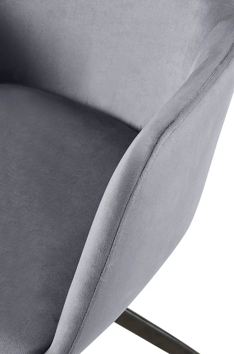 Chaise de salle à manger x1 rotation à 180 degrés de l'assise en velours gris foncé et métal 10_0005836