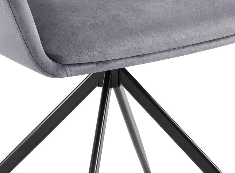 Chaise de salle à manger x1 rotation à 180 degrés de l'assise en velours gris foncé et métal 10_0005836