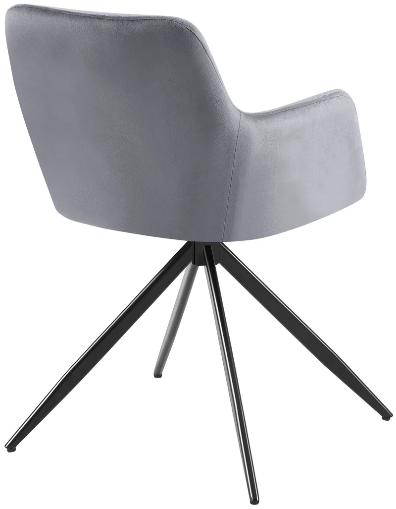 Chaise de salle à manger x1 rotation à 180 degrés de l'assise en velours gris foncé et métal 10_0005836