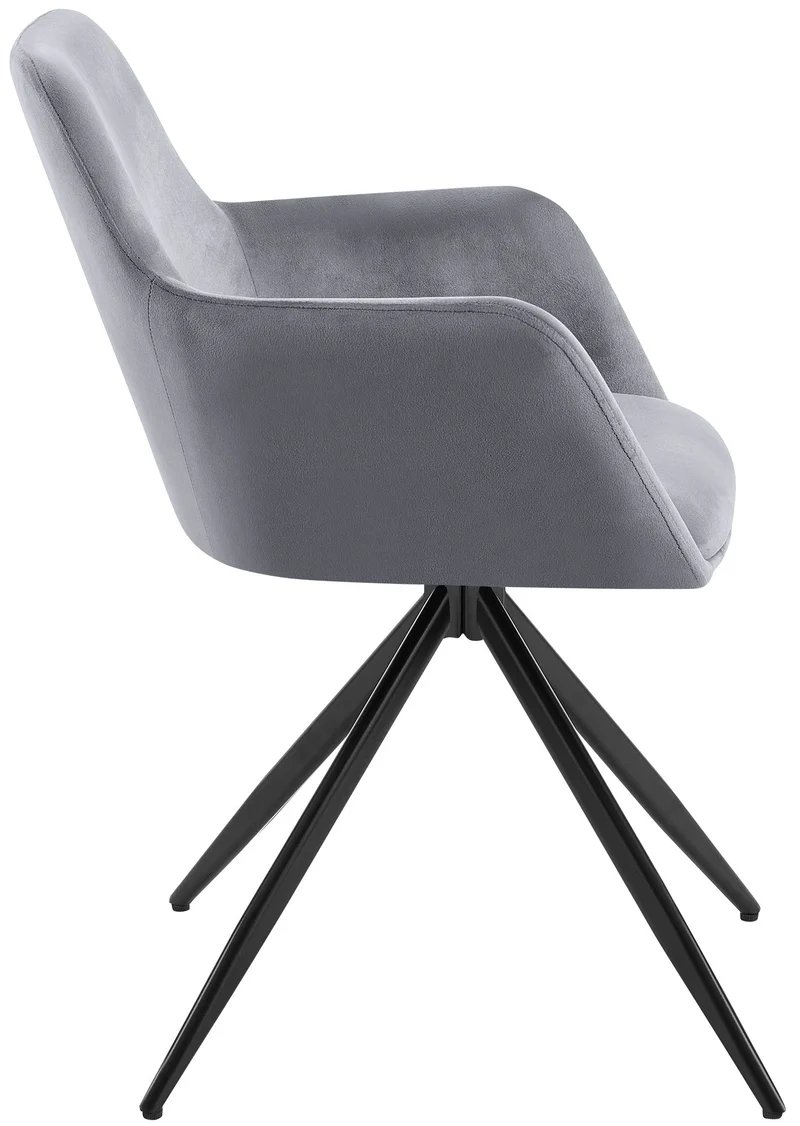 Chaise de salle à manger x1 rotation à 180 degrés de l'assise en velours gris foncé et métal 10_0005836