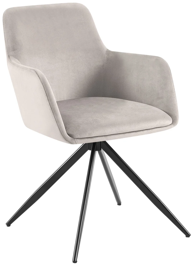 Chaise de salle à manger x1 rotation à 180 degrés de l'assise en velours gris et métal 10_0005788