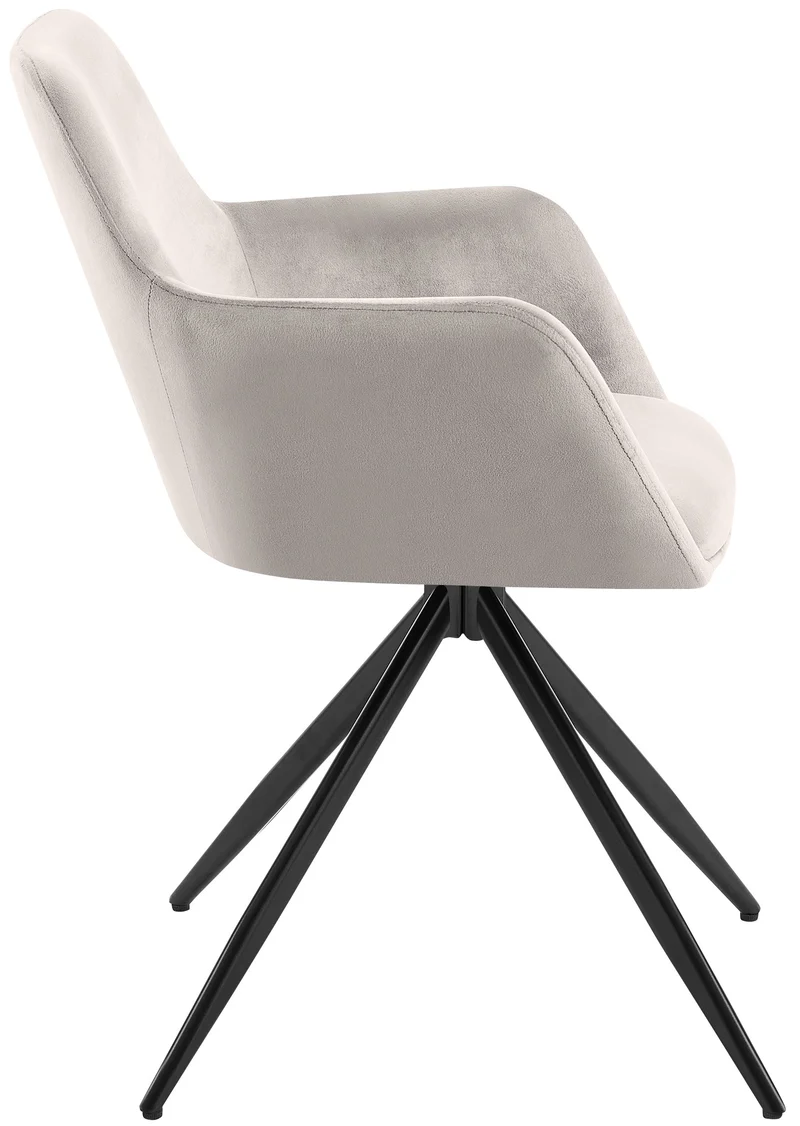 Chaise de salle à manger x1 rotation à 180 degrés de l'assise en velours gris et métal 10_0005788