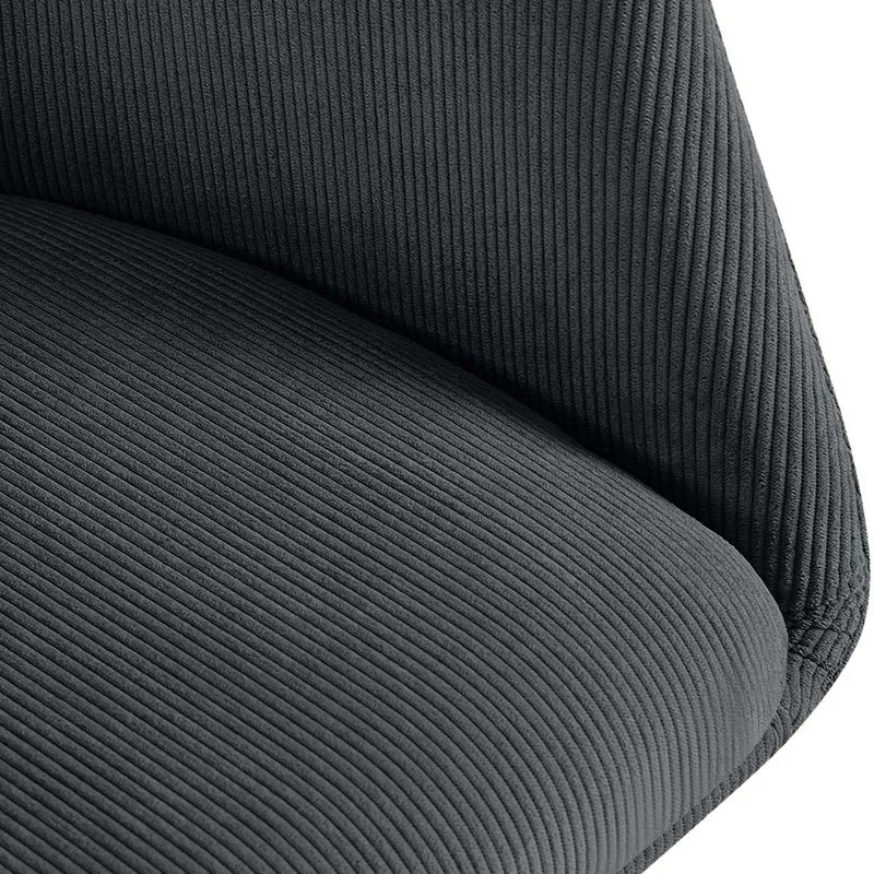 Chaise contemporaine de salle à manger x1 en velours côtelé noir pivotante 180° avec accoudoirs 10_0005552