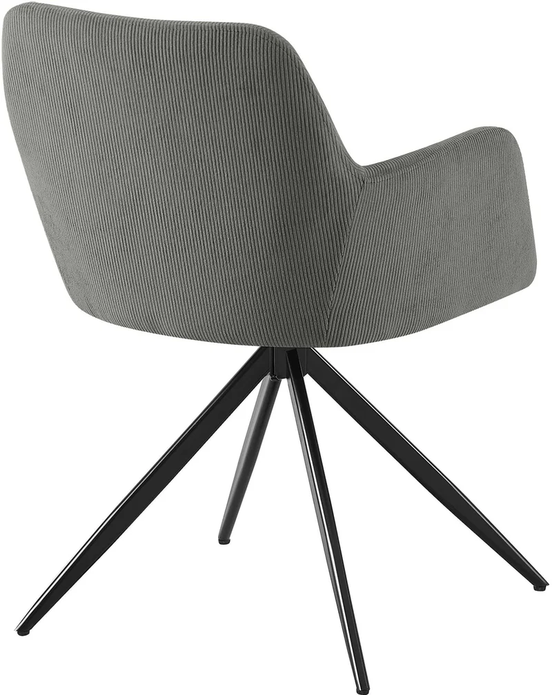 Chaise contemporaine de salle à manger x1 en velours côtelé gris pivotante 180° avec accoudoirs 10_0005551