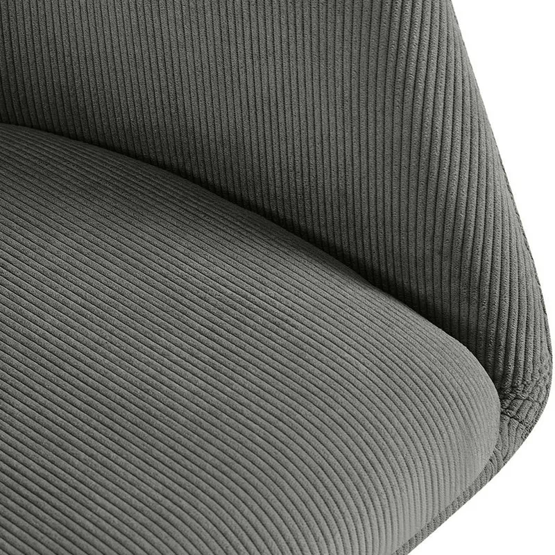 Chaise contemporaine de salle à manger x1 en velours côtelé gris pivotante 180° avec accoudoirs 10_0005551