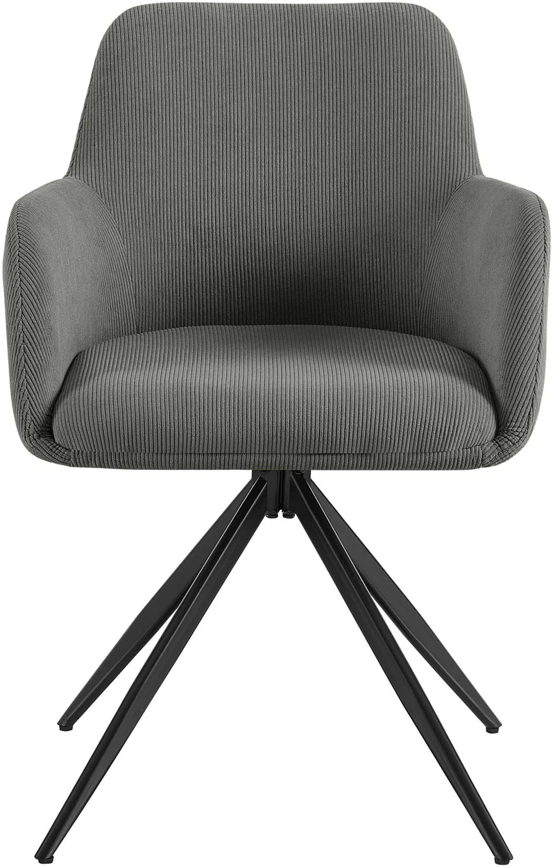 Chaise contemporaine de salle à manger x1 en velours côtelé gris pivotante 180° avec accoudoirs 10_0005551