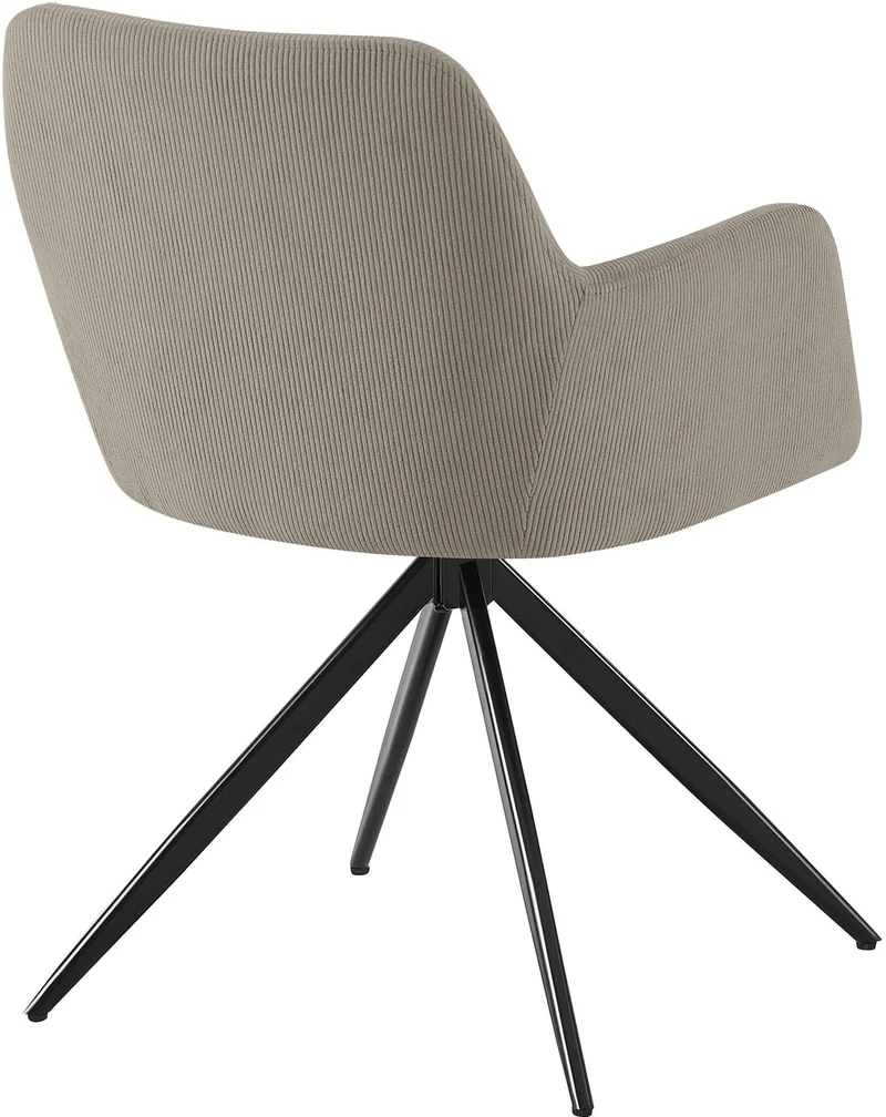 Chaise contemporaine de salle à manger x1 en velours côtelé taupe pivotante 180° avec accoudoirs 10_0005550