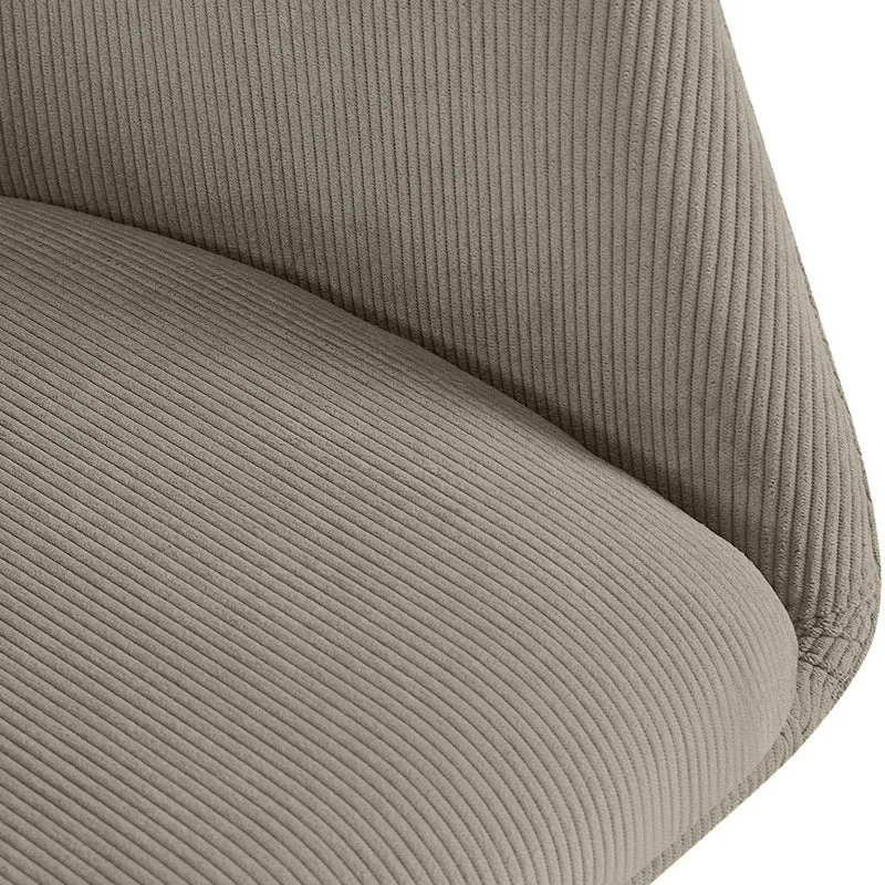 Chaise contemporaine de salle à manger x1 en velours côtelé taupe pivotante 180° avec accoudoirs 10_0005550