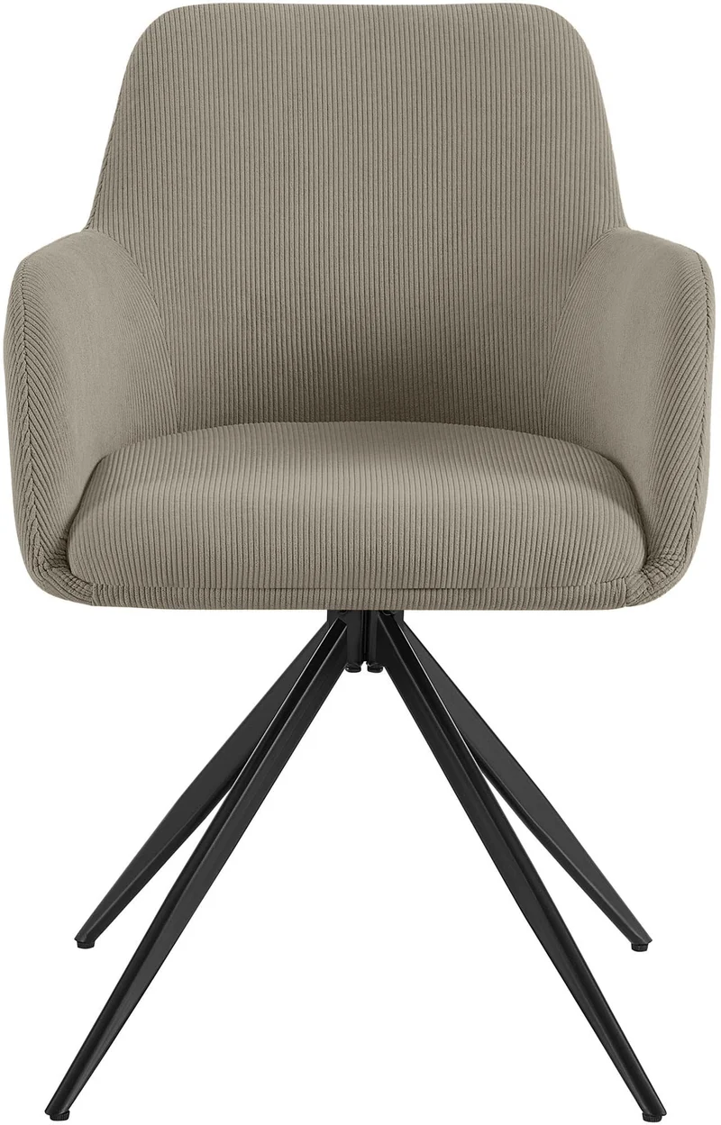 Chaise contemporaine de salle à manger x1 en velours côtelé taupe pivotante 180° avec accoudoirs 10_0005550