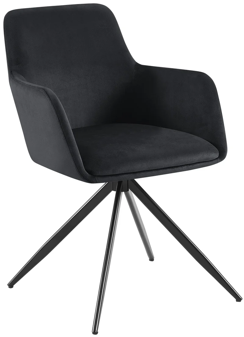 Chaise de salle à manger x1 rotation à 180 degrés de l'assise en velours noir et métal 10_0005548