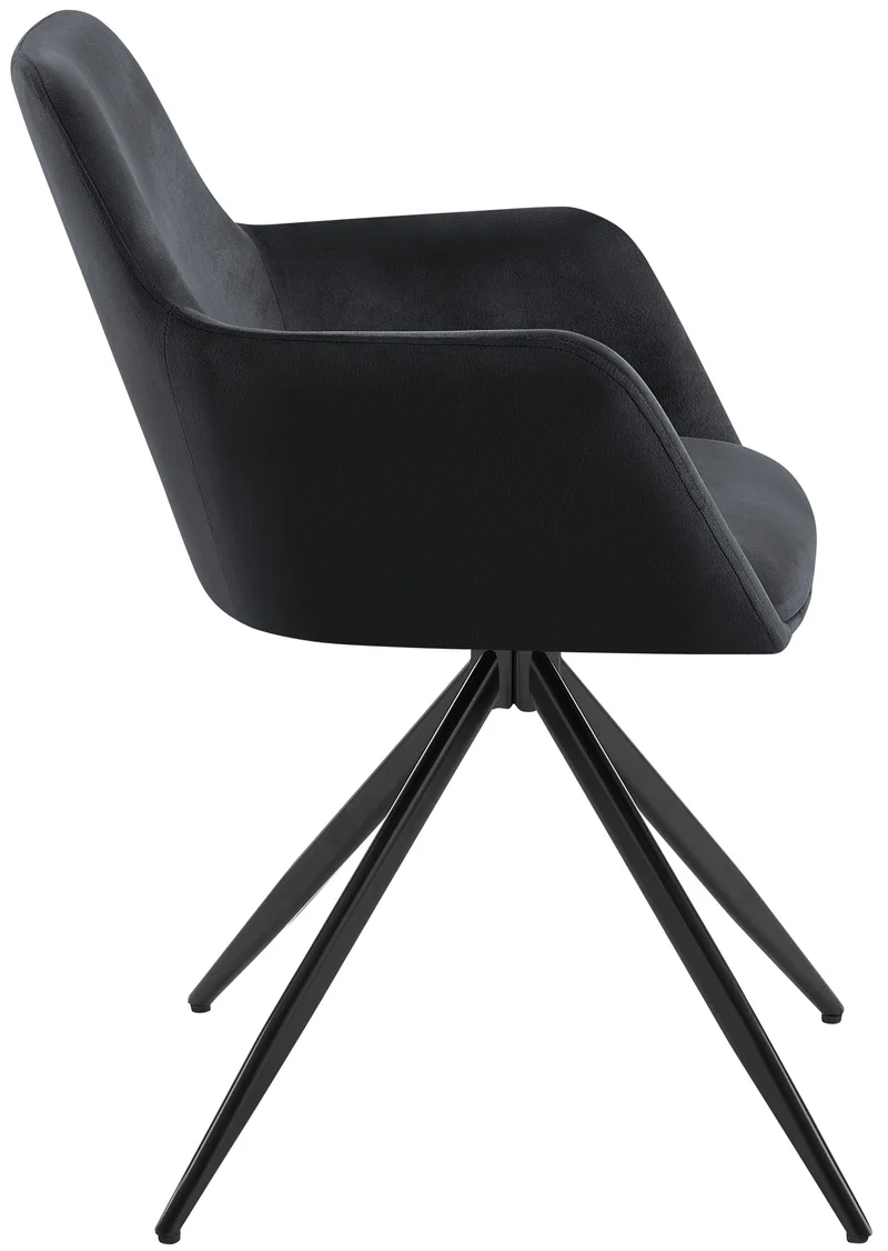 Chaise de salle à manger x1 rotation à 180 degrés de l'assise en velours noir et métal 10_0005548