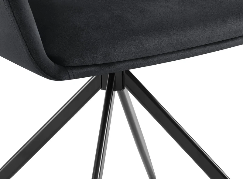 Chaise de salle à manger x1 rotation à 180 degrés de l'assise en velours noir et métal 10_0005548