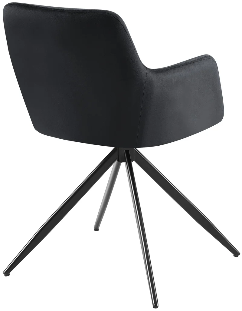 Chaise de salle à manger x1 rotation à 180 degrés de l'assise en velours noir et métal 10_0005548