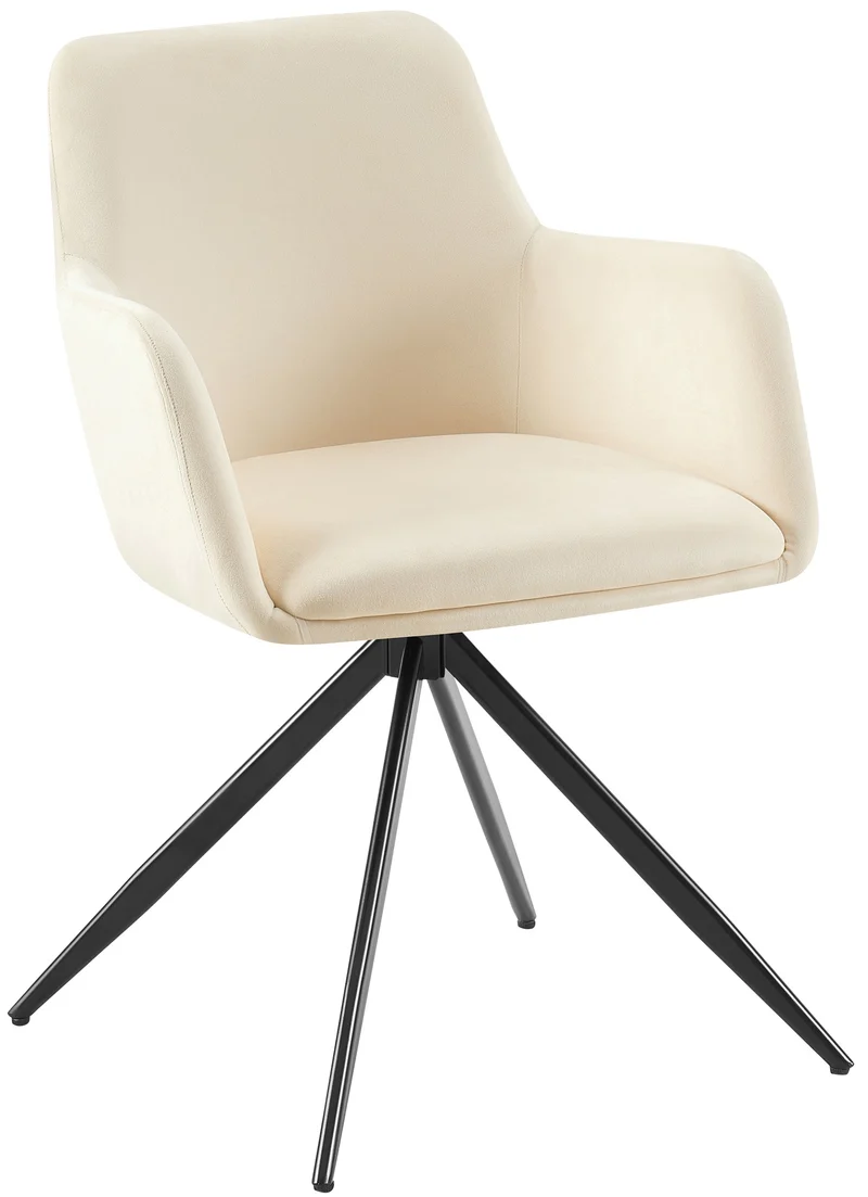 Chaise de salle à manger x1 rotation à 180 degrés de l'assise en velours crème et métal 10_0005547