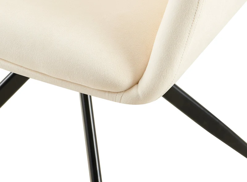 Chaise de salle à manger x1 rotation à 180 degrés de l'assise en velours crème et métal 10_0005547