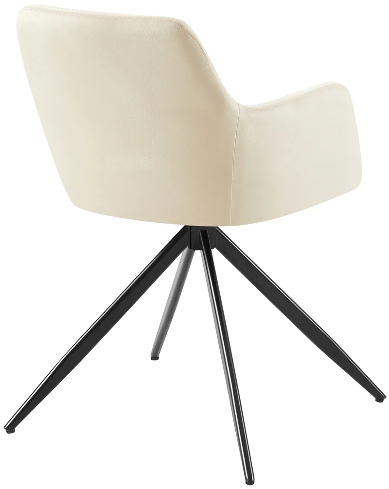 Chaise de salle à manger x1 rotation à 180 degrés de l'assise en velours crème et métal 10_0005547