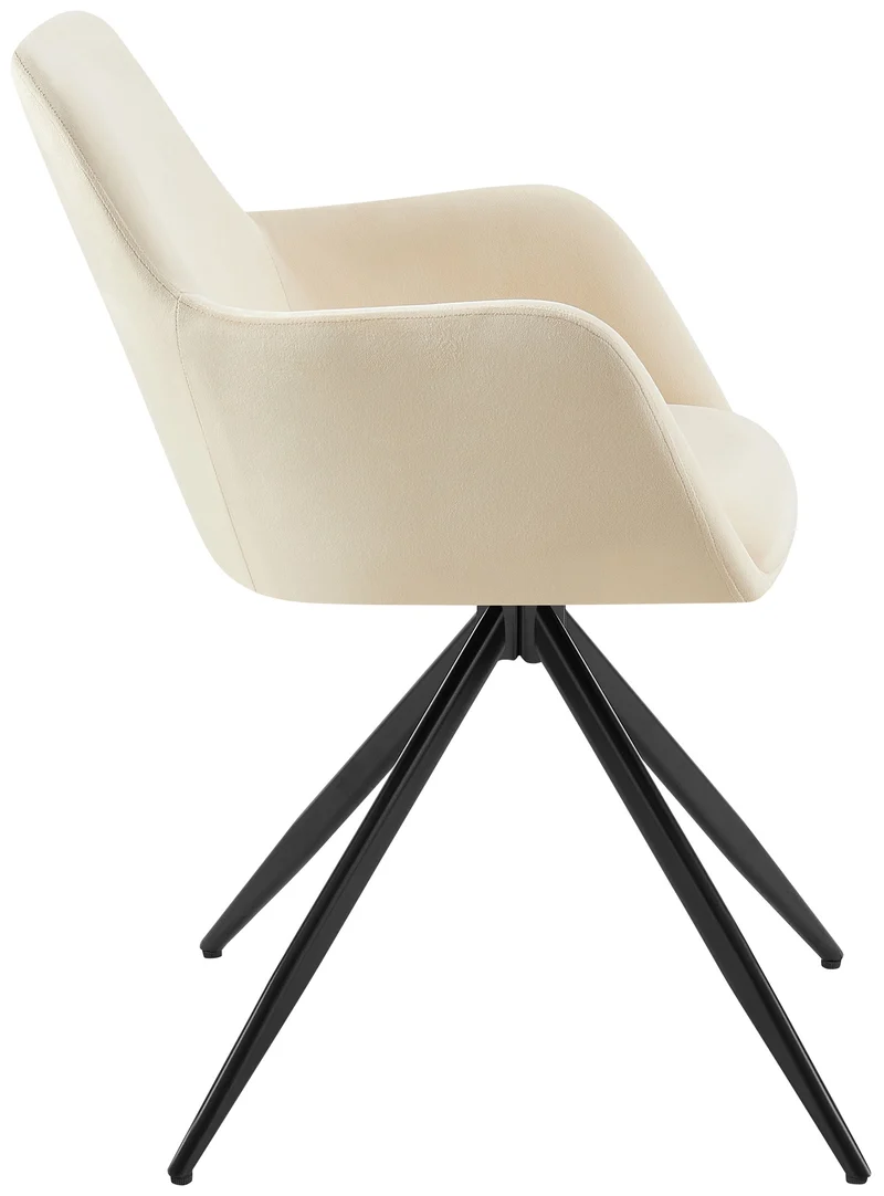 Chaise de salle à manger x1 rotation à 180 degrés de l'assise en velours crème et métal 10_0005547