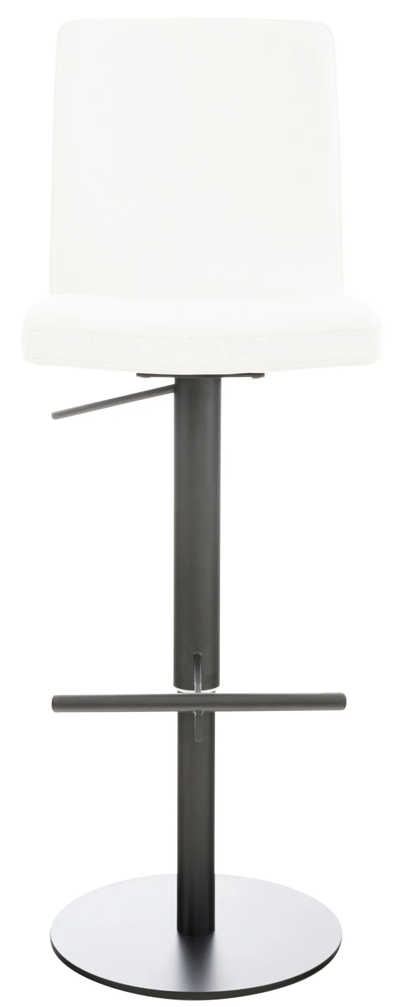 Tabouret de bar x1 réglable en hauteur et pivotant à 360° plateforme ronde en métal noir assise en PVC blanc 10_0004568