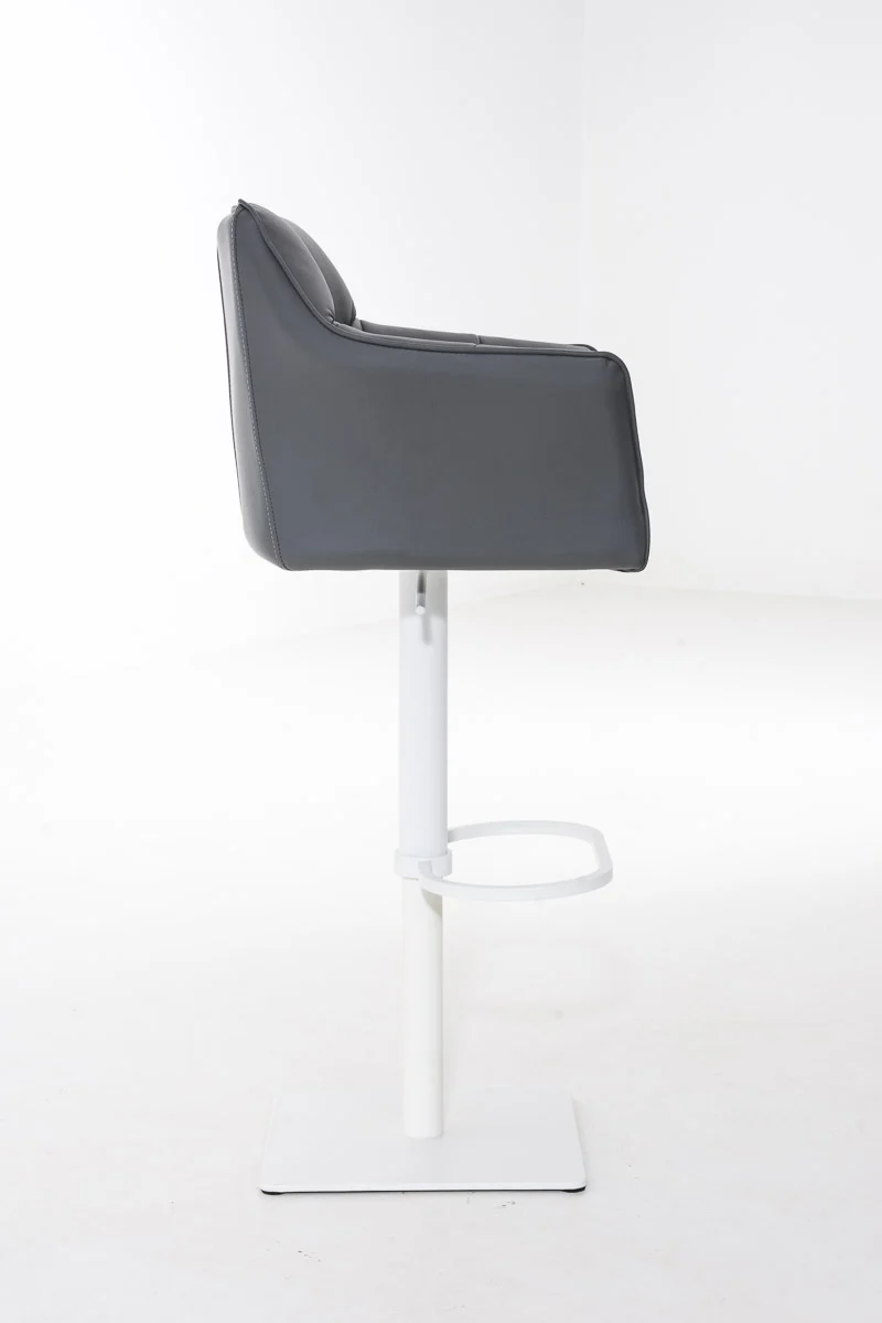 Tabouret de bar x1 réglable en similicuir blanc assise enveloppante capitonnée avec base carrée en métal blanc 10_0006505