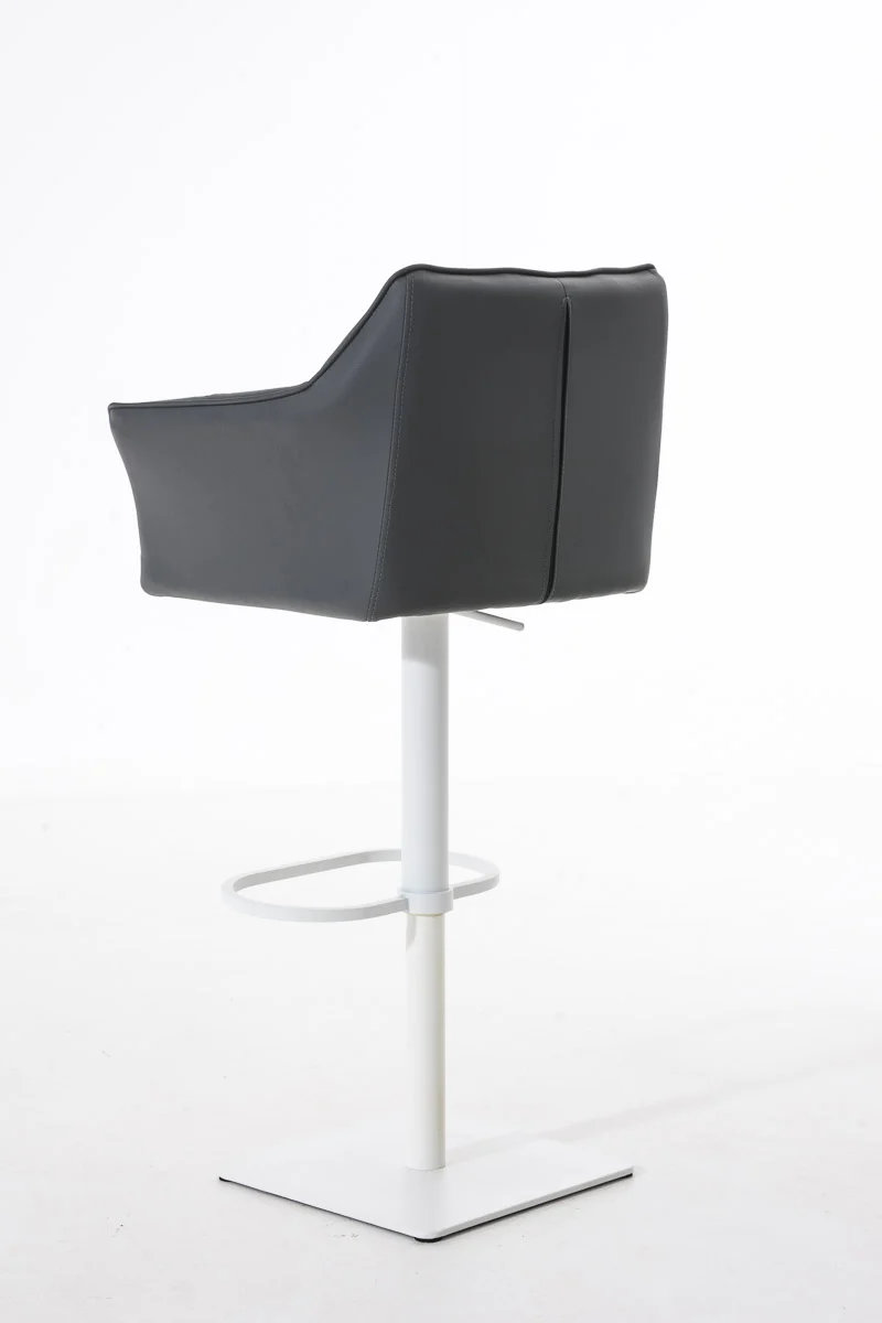 Tabouret de bar x1 réglable en similicuir blanc assise enveloppante capitonnée avec base carrée en métal blanc 10_0006505