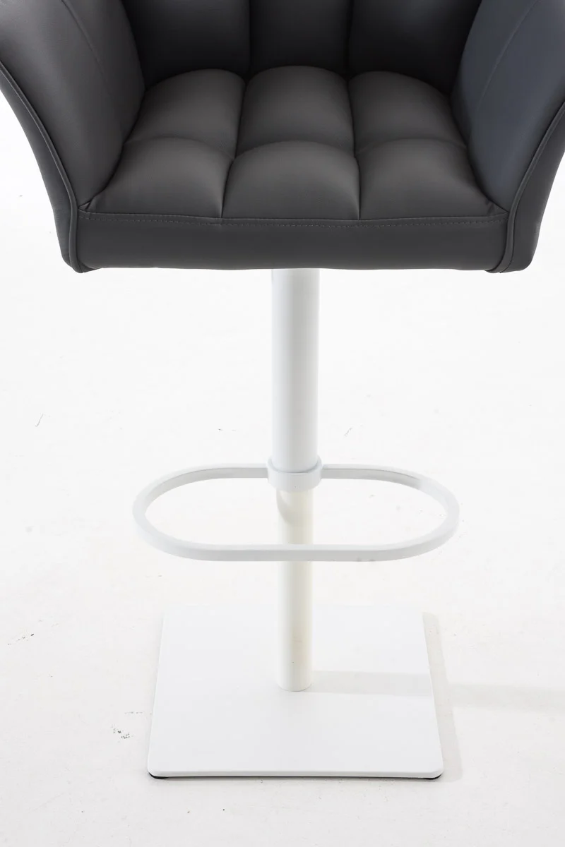Tabouret de bar x1 réglable en similicuir blanc assise enveloppante capitonnée avec base carrée en métal blanc 10_0006505