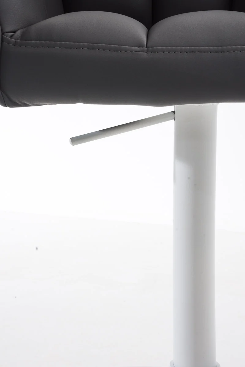 Tabouret de bar x1 réglable en similicuir blanc assise enveloppante capitonnée avec base carrée en métal blanc 10_0006505