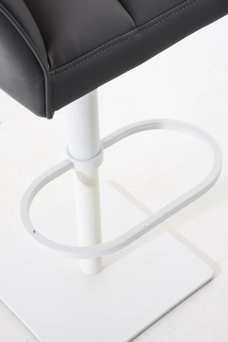Tabouret de bar x1 réglable en similicuir blanc assise enveloppante capitonnée avec base carrée en métal blanc 10_0006505