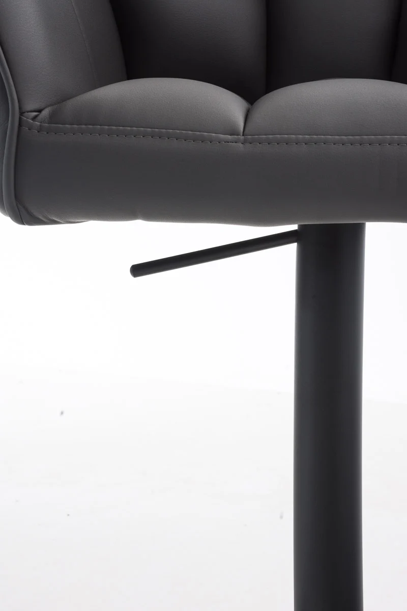 Tabouret de bar x1 réglable en similicuir gris assise enveloppante capitonnée avec base carrée en métal noir 10_0006500