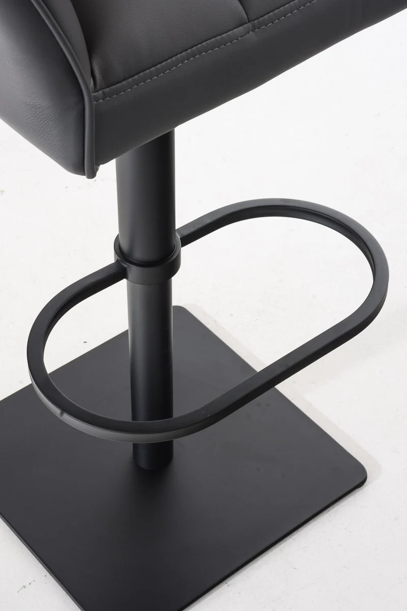 Tabouret de bar x1 réglable en similicuir gris assise enveloppante capitonnée avec base carrée en métal noir 10_0006500
