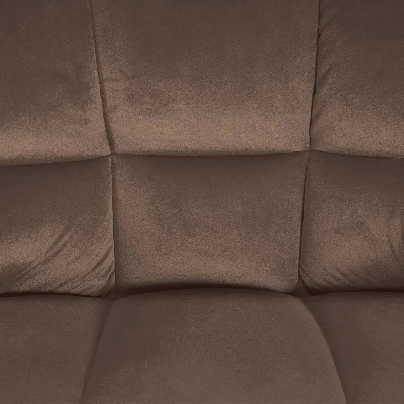Tabouret de bar x1 réglable en velours marron assise enveloppante capitonnée avec base carrée en acier inoxydable 10_0006459