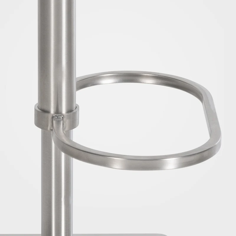 Tabouret de bar x1 réglable en velours marron assise enveloppante capitonnée avec base carrée en acier inoxydable 10_0006459